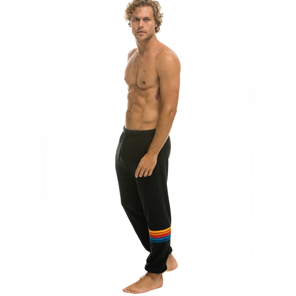 AVIATOR NATION MEN'S RAINBOW STITCH SWEATPANTS Black size S